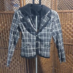 Tripp NYC Black and White Plaid Blazer